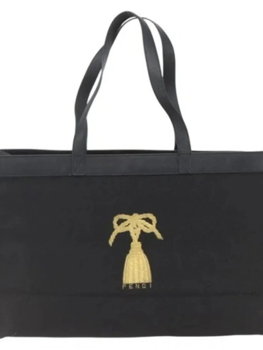 FENDI Tote Bag Canvas Black Gold Auth 169428 - Picture 2 of 15
